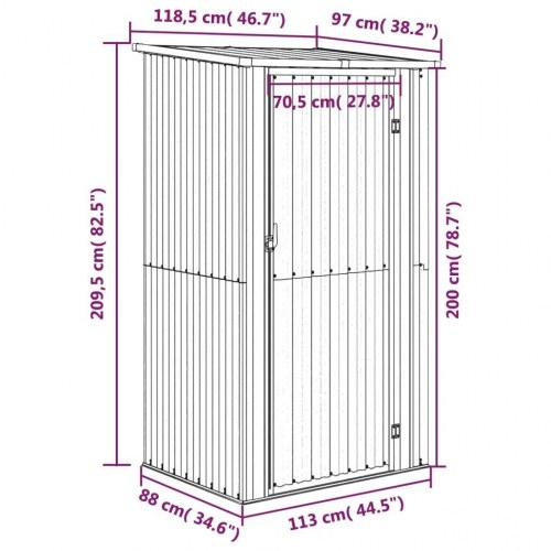 Haveskur grøn 118,5x97x209,5 cm galvaniseret stål