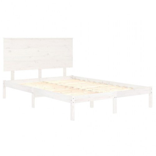 Sengeramme 140x200 cm i massivt fyrretræ - hvid