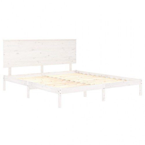 Sengeramme 150x200 cm King Size massivt fyrretræ hvid