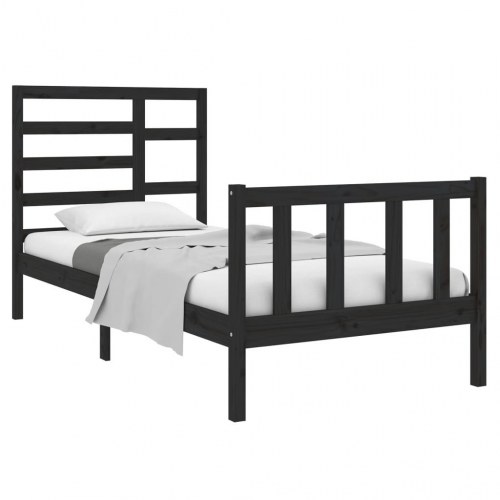 Sengeramme 75 x 190 cm Small Single i massivt træ - sort