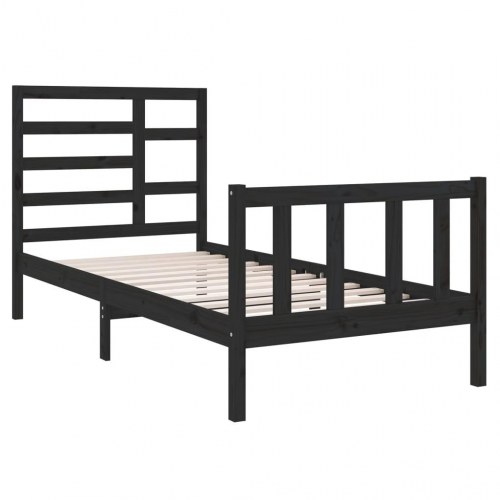 Sengeramme 75 x 190 cm Small Single i massivt træ - sort