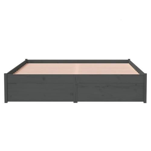 Sengeramme 135x190 cm Double massivt fyrretræ grå