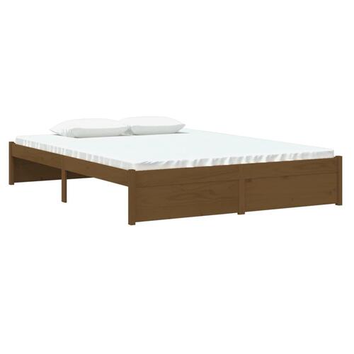Sengeramme 135x190 cm Double massivt fyrretræ gyldenbrun