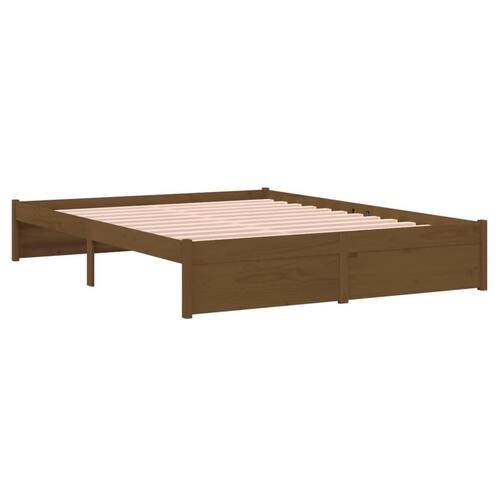 Sengeramme 135x190 cm Double massivt fyrretræ gyldenbrun