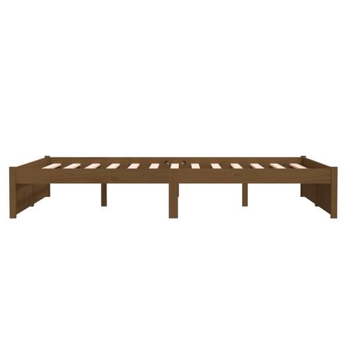 Sengeramme 135x190 cm Double massivt fyrretræ gyldenbrun