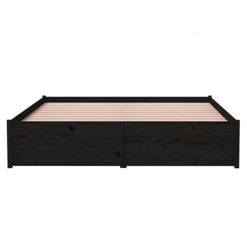 Sengeramme 140x190 cm massivt træ sort