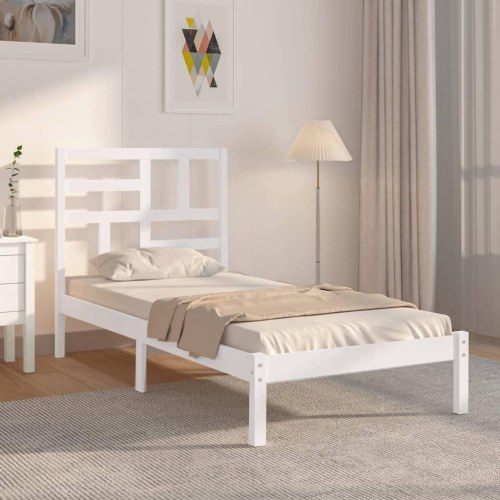Sengeramme 90x200 cm i massivt fyrretræ - hvid