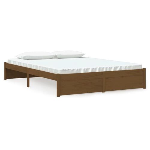 Sengeramme 150x200 cm King Size massivt træ gyldenbrun