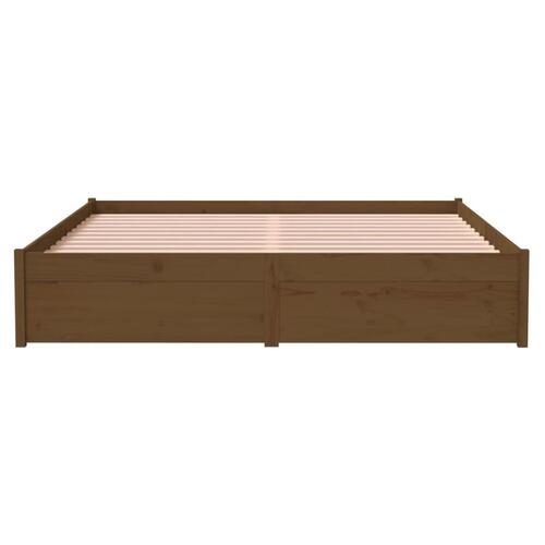 Sengeramme 150x200 cm King Size massivt træ gyldenbrun