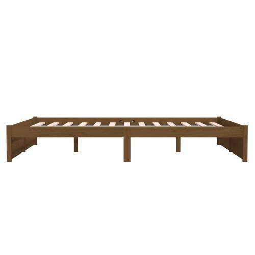 Sengeramme 150x200 cm King Size massivt træ gyldenbrun