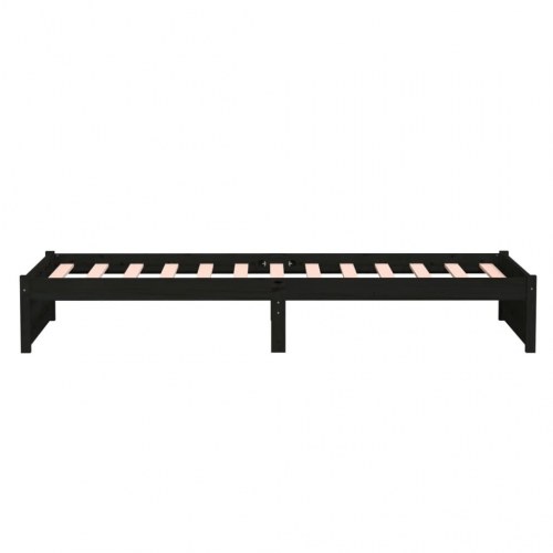 Sengeramme 90 x 190 cm i massivt fyrretræ - sort