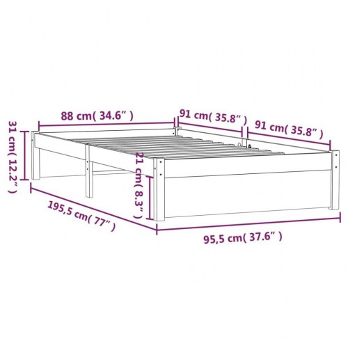 Sengeramme 90 x 190 cm i massivt fyrretræ - sort