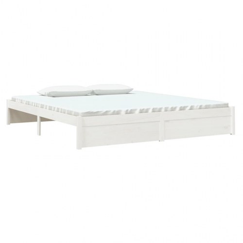 Sengestel 180x200 cm Super King massivt fyrretræ hvid