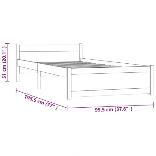 Sengeramme 90×190 cm - single i massivt fyrretræ, hvid