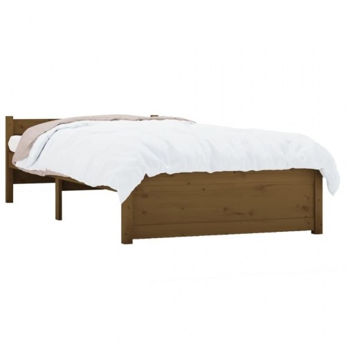 Sengeramme 90x190 cm Single massivt træ gyldenbrun