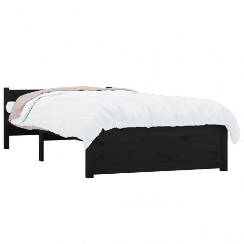 Sengeramme 90x190 cm Single massivt træ sort