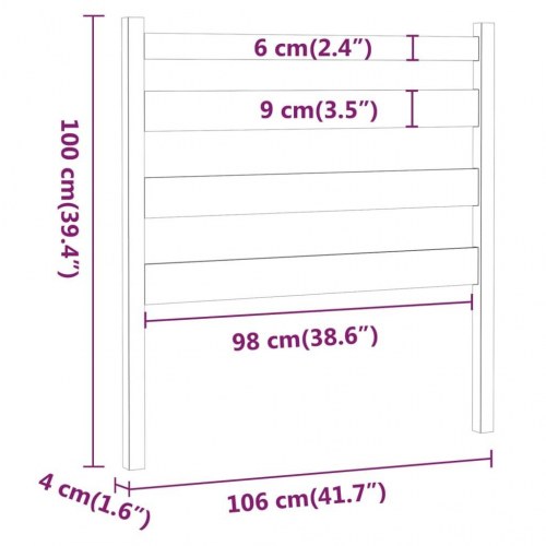 Sengegavl i massivt fyrretræ 106 x 4 x 100 cm - hvid