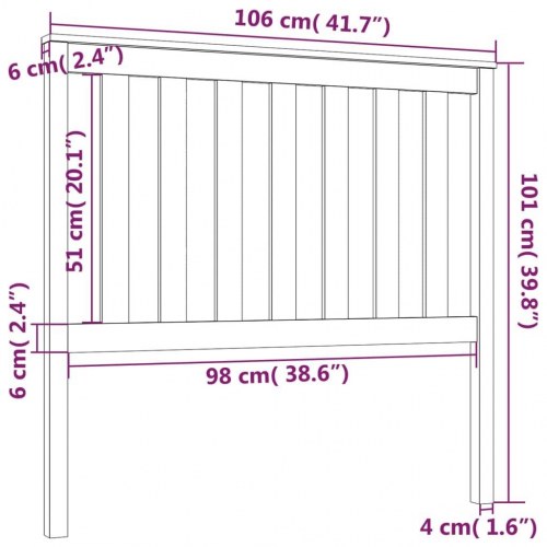 Sengegærde 106x6x101 cm massivt fyrretræ hvid