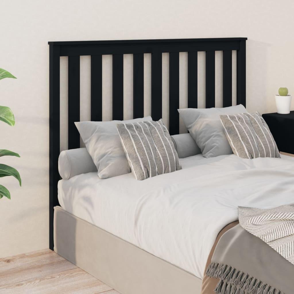 Sengegærde 141x6x101 cm massivt fyrretræ sort