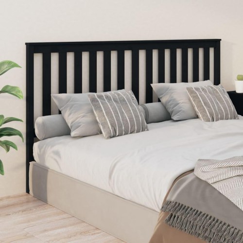 Sengegærde 186x6x101 cm massivt fyrretræ sort