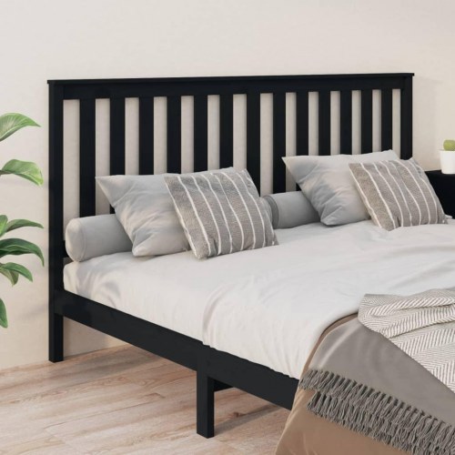 Sengegærde 186x6x101 cm massivt fyrretræ sort
