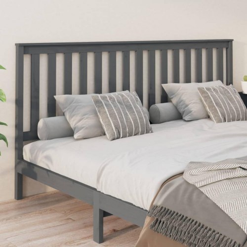 Sengegærde 206x6x101 cm massivt fyrretræ grå