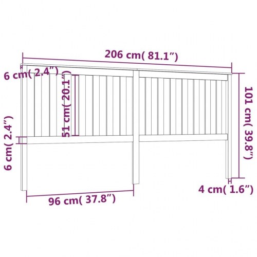 Sengegærde 206x6x101 cm massivt fyrretræ gyldenbrun