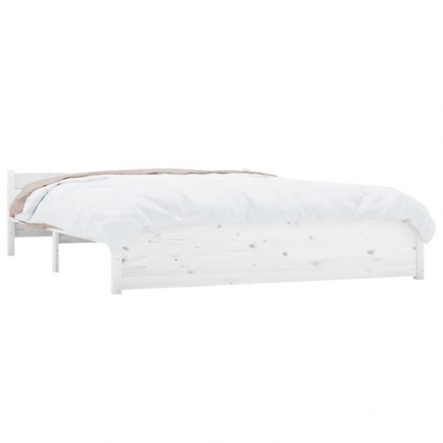 Sengeramme 140 x 190 cm i massivt fyrretræ - hvid