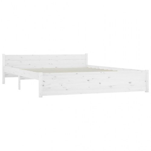 Sengeramme 140 x 190 cm i massivt fyrretræ - hvid