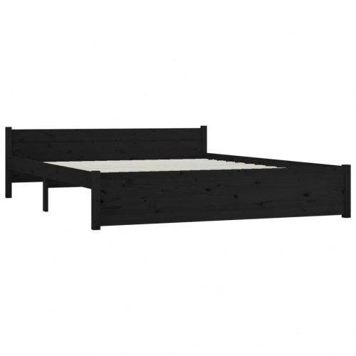 Sengeramme 140 x 190 cm i massivt fyrretræ - sort