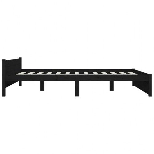 Sengeramme 140 x 190 cm i massivt fyrretræ - sort