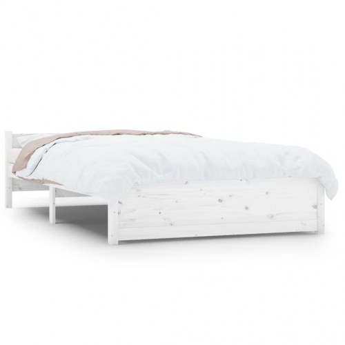 Sengeramme i massivt fyrretræ 120 × 200 cm - hvid