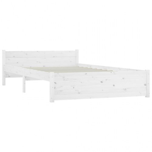 Sengeramme i massivt fyrretræ 120 × 200 cm - hvid