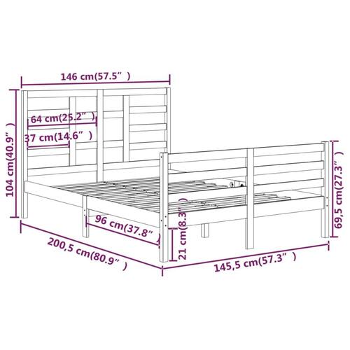 Sengeramme 140x200 cm massivt træ hvid