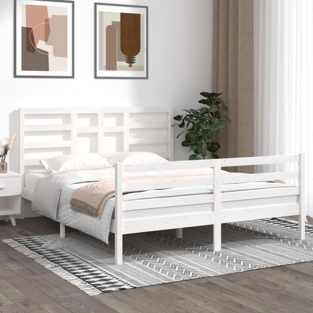 Sengeramme 160x200 cm massivt træ hvid