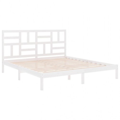 Sengeramme 200x200 cm i massivt fyrretræ - hvid