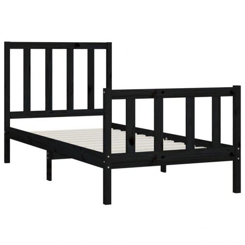 Sengeramme 100x200 cm massivt træ sort