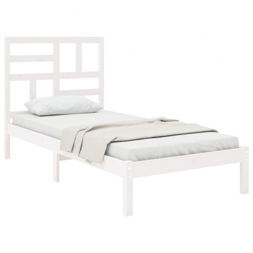 Sengeramme 100×200 cm i massivt fyrretræ - hvid