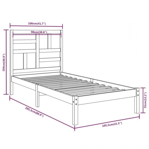 Sengeramme 100×200 cm i massivt fyrretræ - hvid