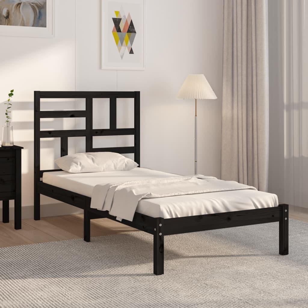 Sengeramme 100x200 cm massivt træ sort