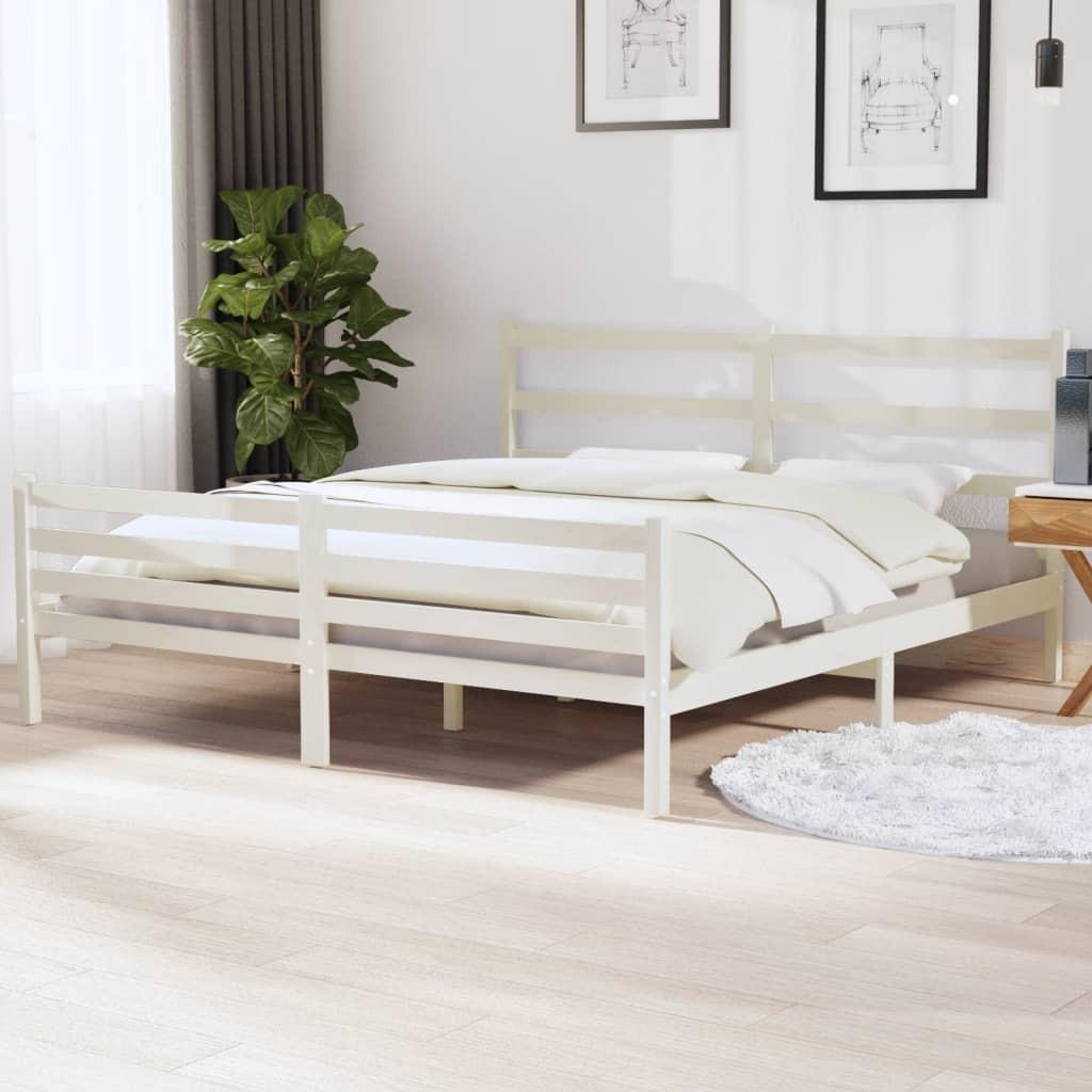 Sengeramme 180x200 cm Super King massivt fyrretræ hvid