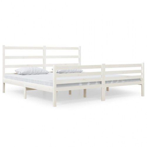 Sengeramme 180x200 cm Super King massivt fyrretræ hvid