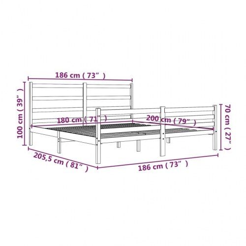 Sengeramme 180x200 cm Super King massivt fyrretræ hvid