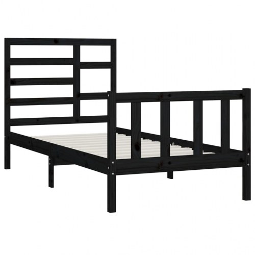 Sengeramme 100x200 cm massivt fyrretræ sort