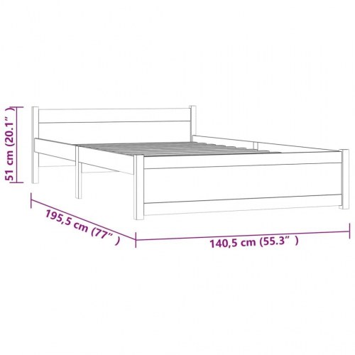 Sengeramme i massivt fyrretræ 135x190 cm - dobbeltseng