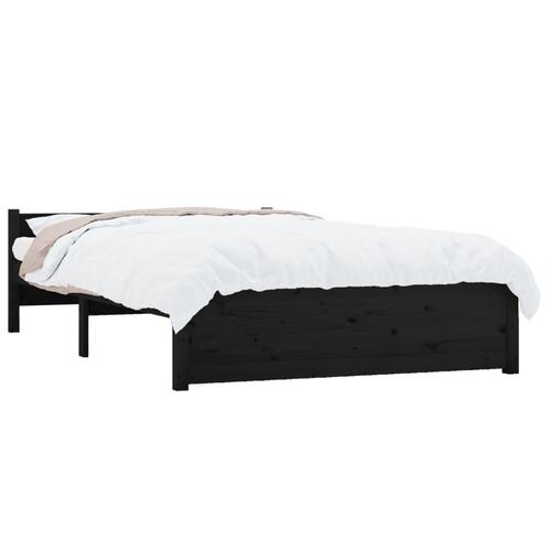 Sengeramme 135x190 cm Double massivt fyrretræ sort