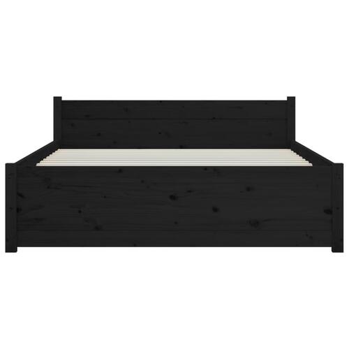 Sengeramme 135x190 cm Double massivt fyrretræ sort