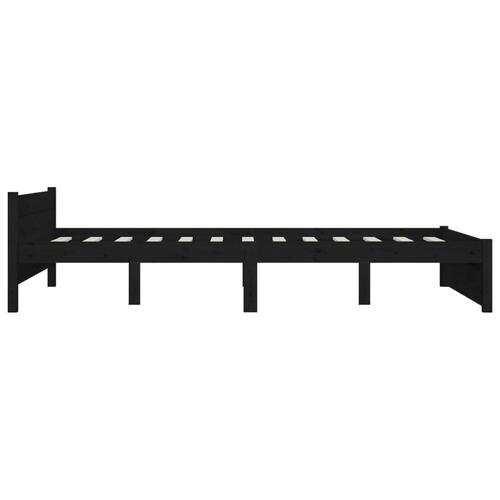 Sengeramme 135x190 cm Double massivt fyrretræ sort