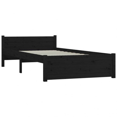 Sengeramme 90x200 cm i massivt fyrretræ - sort