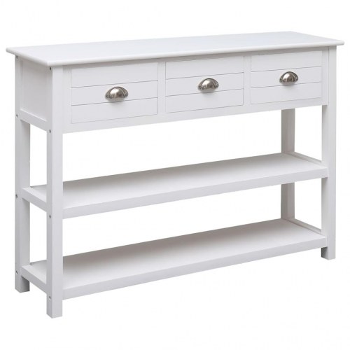 Skænk 108x30x76 cm massivt kejsertræ hvid